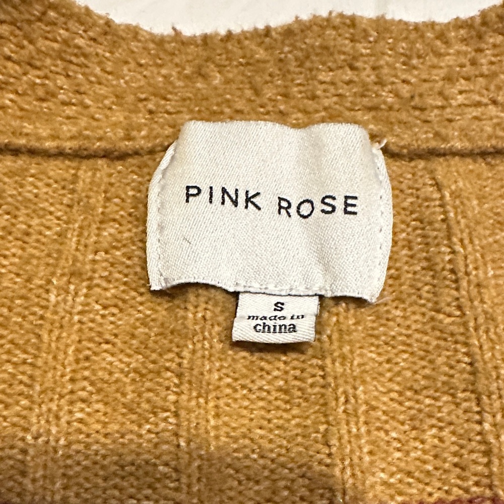 Pink Rose Mustard Burgundy Cream Tan Cardigan - Picture 2 of 6